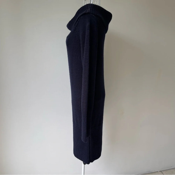 BCBGMAXAZRIA lamb Wool Navy blue turtle neck Sweater Dress long sleeve size M - Picture 3 of 7
